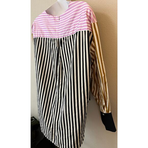 PARTOW Ellis Mixed Stripe Cotton Top In Black Stripe Combo Size 4 - Picture 4 of 7